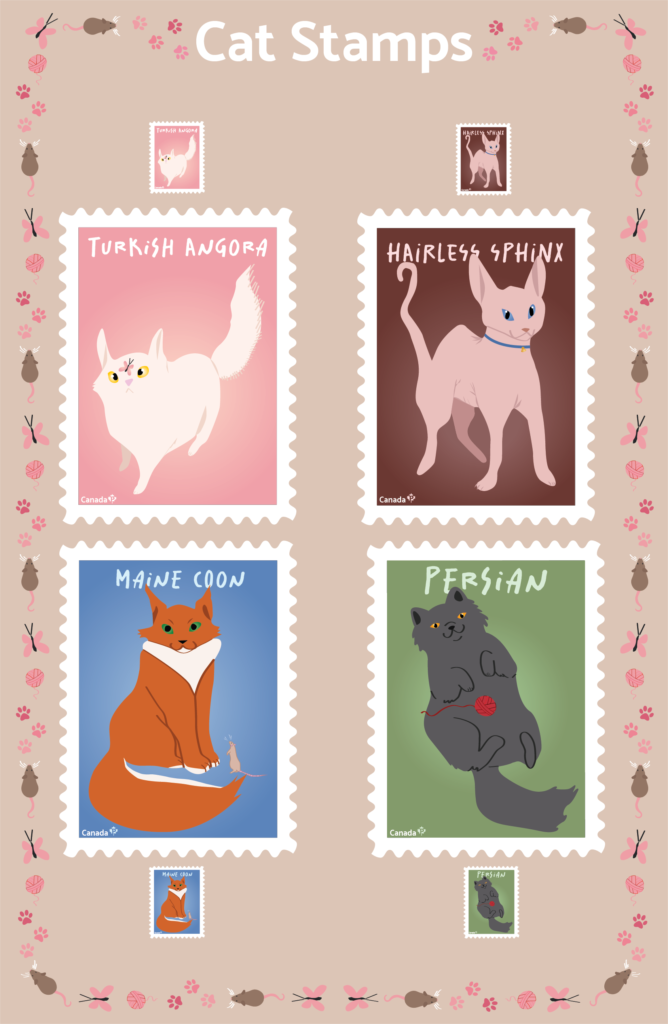 Cat stamps set of 4
